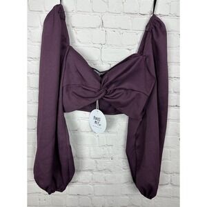 Princess Polly Carson long puff‎ sleeve off shoulder crop top blouse, sz 6 NWT